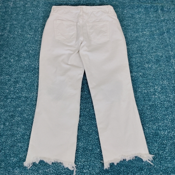 We the Free People Button Fly White Ripped Raw Hem High Rise Jeans - Picture 9 of 13